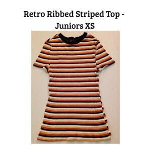 No Boundaries Ribbed Striped Top - Juniors XS